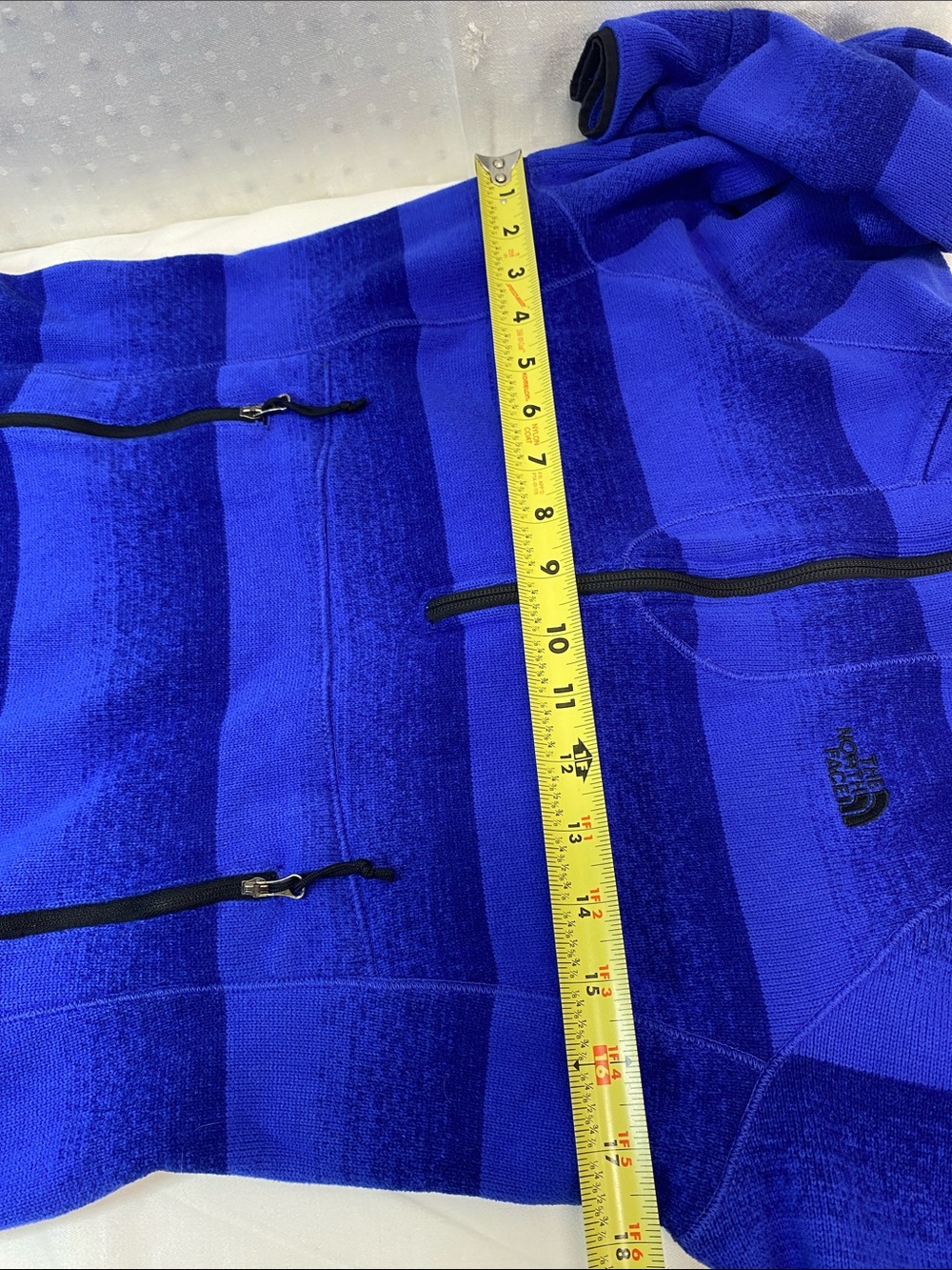 The North Face Women's Blue Striped Half-Zip Hooded Kangaroo Pocket Size S - Picture 8 of 9